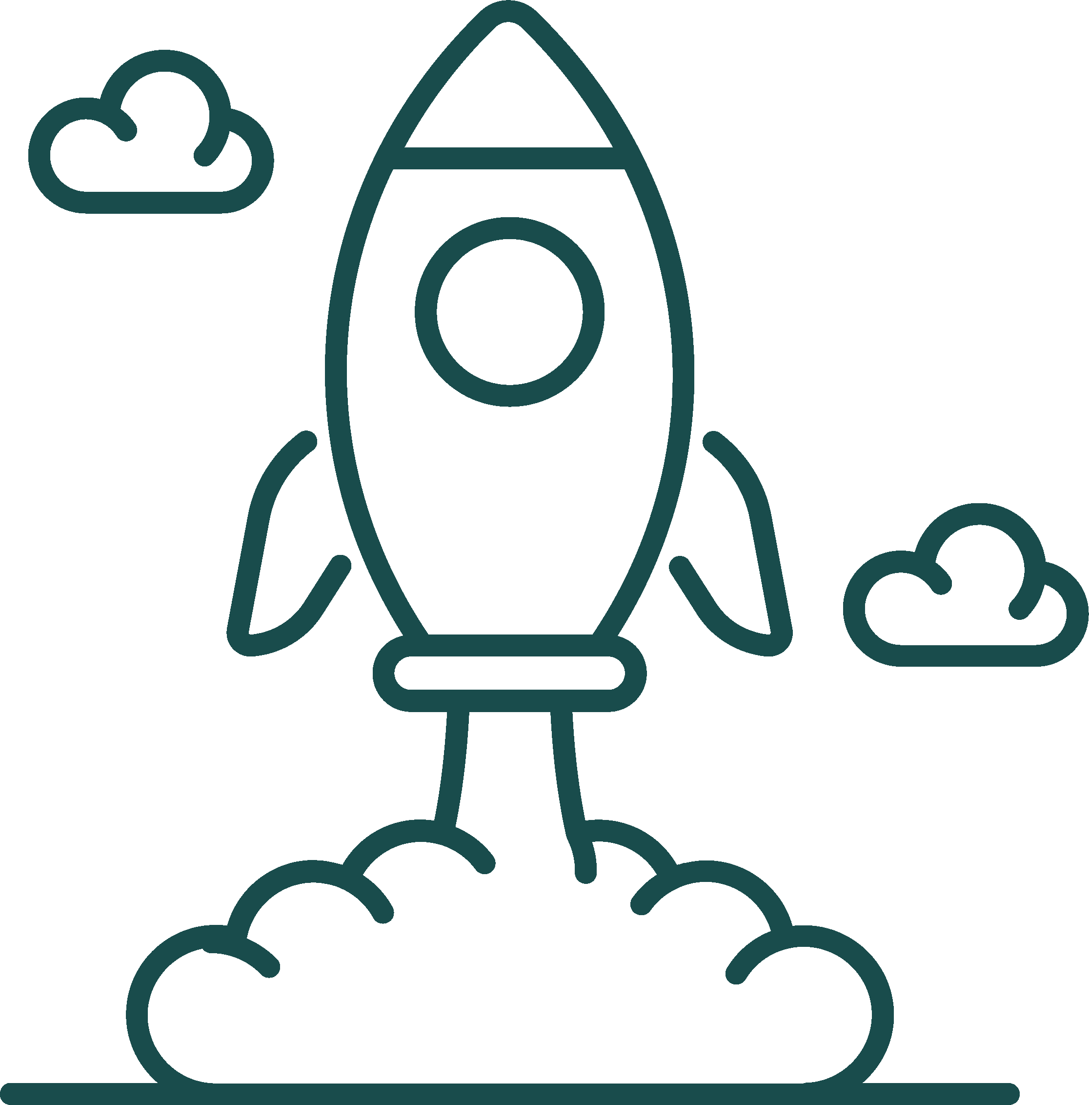 icon of a rocketship taking off promoting start-up creation within the masters in software management program